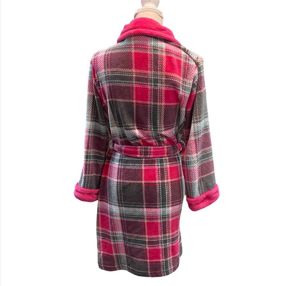 Ulta Beauty Plush Plaid Pink & Gray Robe - Picture 4 of 7